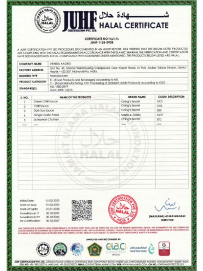 Vrinda Agro Halal Certificate for certified food product compliance